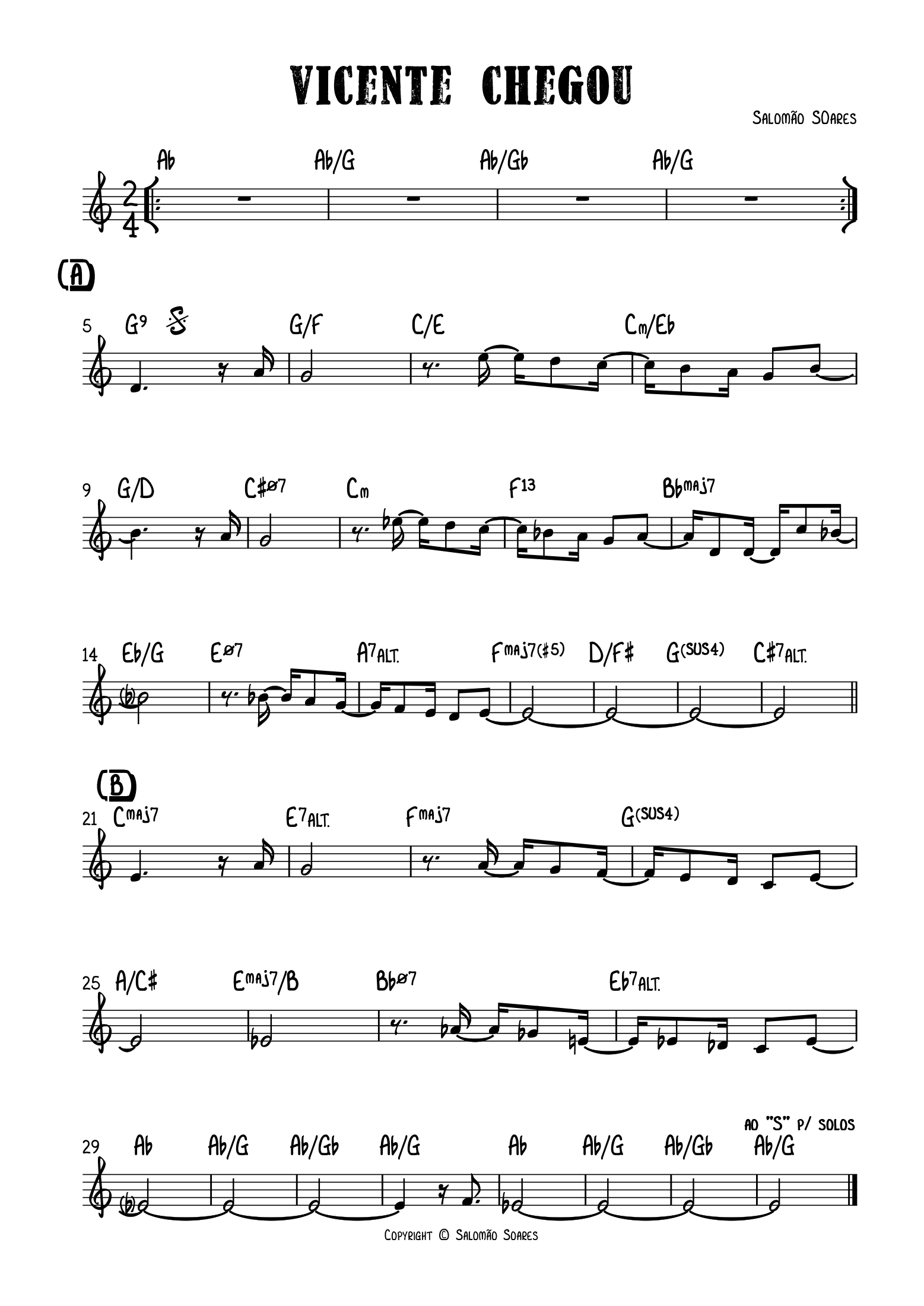 Pré-visualização da partitura de Vicente Chegou